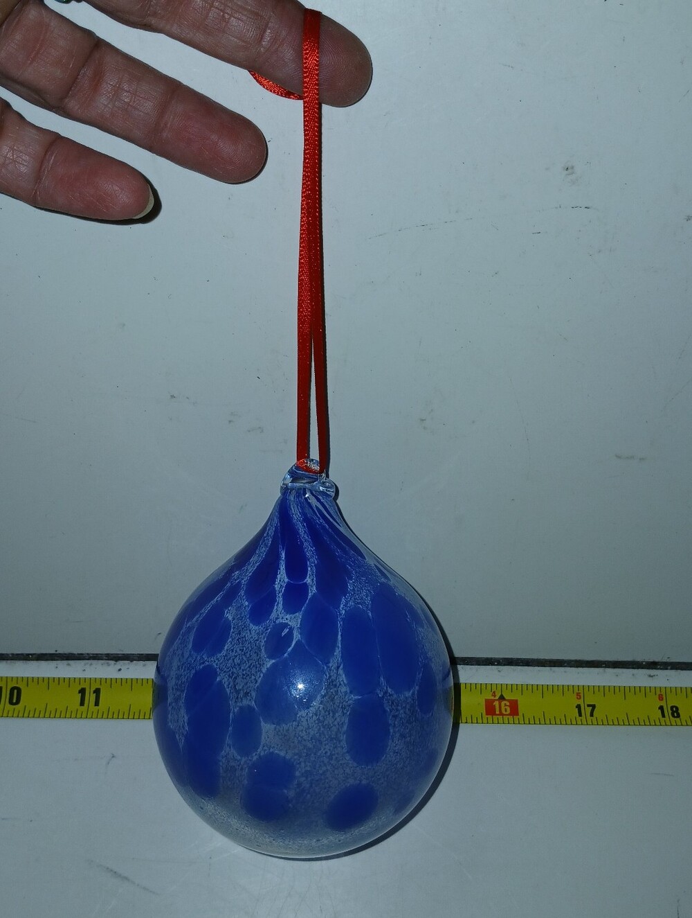 Blue Blown Glass Hanging Ornament - Elegant Home Art Ed Russell